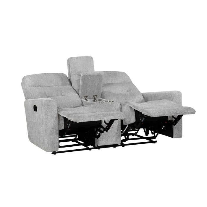 Lyndon Double Reclining Loveseat with Center Console in Gray - 9610GY-2