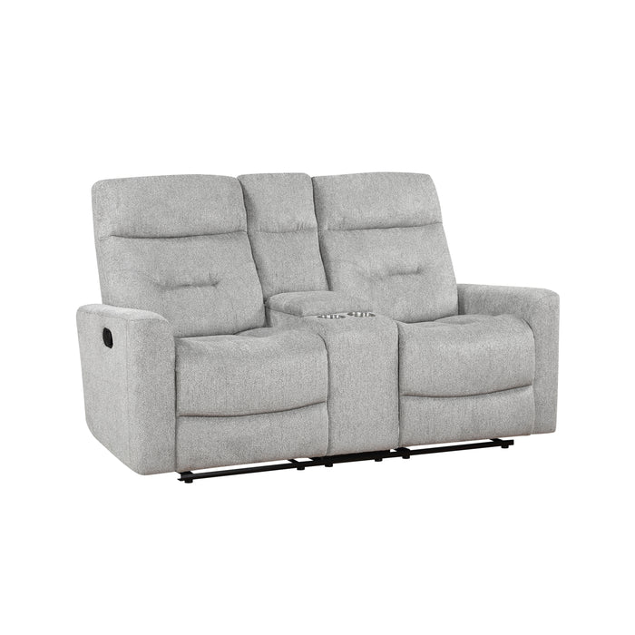 Lyndon Double Reclining Loveseat with Center Console in Gray - 9610GY-2