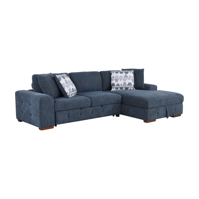 Raife 3-Piece Sectional with Right Chaise and Ottoman in Blue - 9624BU*32LRC