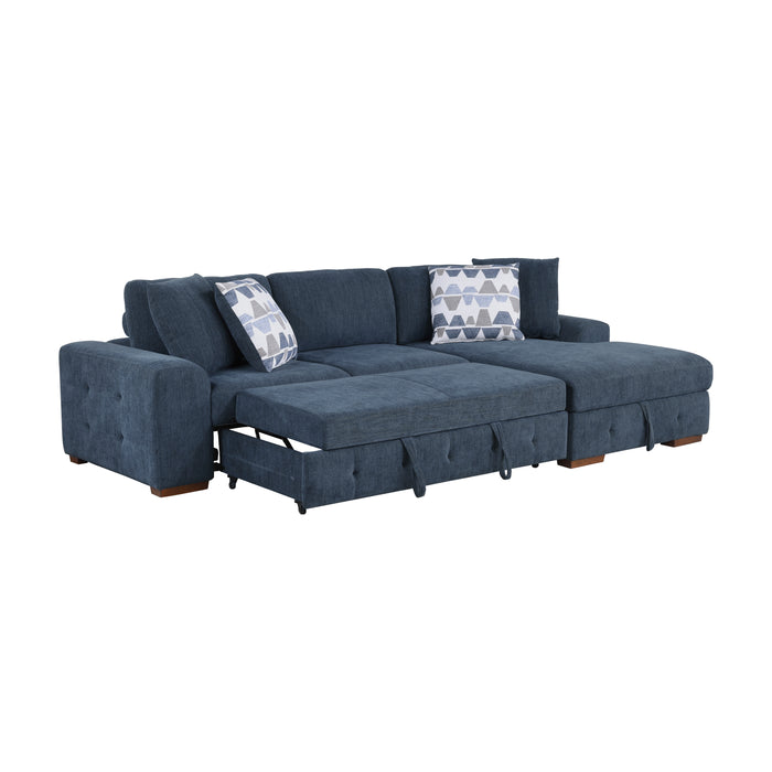 Raife 2-Piece Sectional with Right Chaise in Blue - 9624BU*22LRC