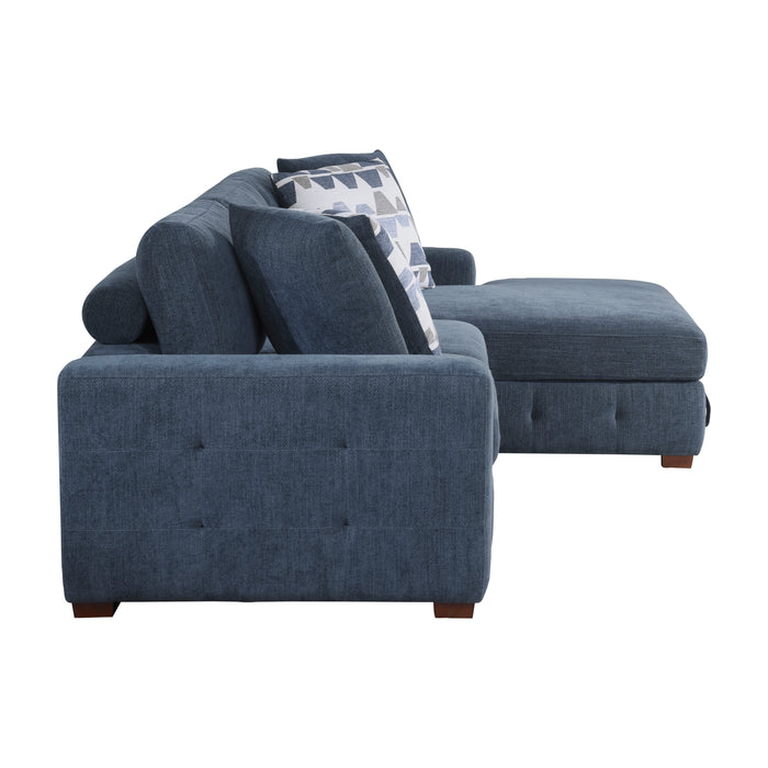 Raife 3-Piece Sectional with Right Chaise and Ottoman in Blue - 9624BU*32LRC