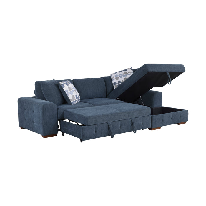 Raife 2-Piece Sectional with Right Chaise in Blue - 9624BU*22LRC