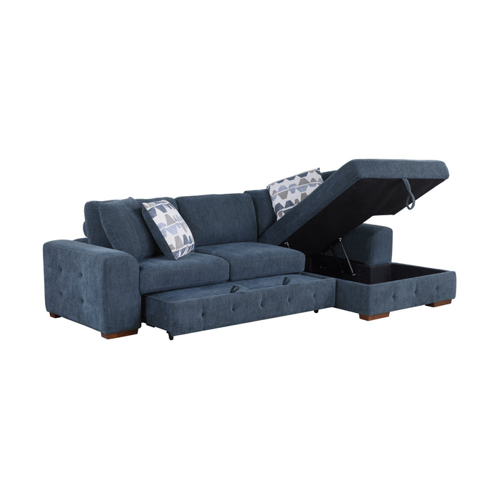 Raife 2-Piece Sectional with Right Chaise in Blue - 9624BU*22LRC