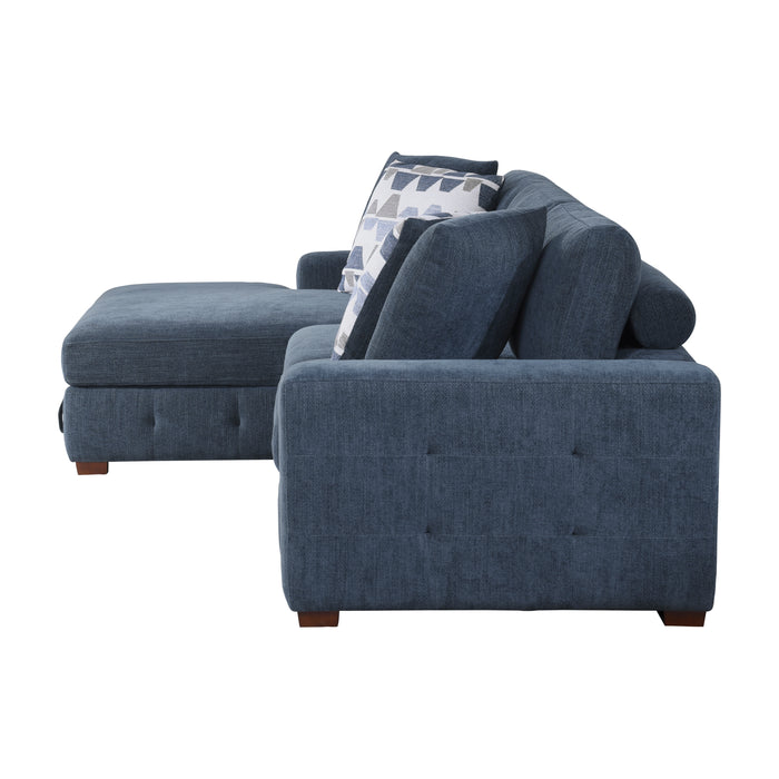 Raife 2-Piece Sectional with Left Chaise in Blue - 9624BU*2LC2R