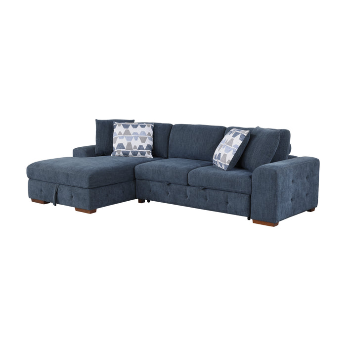 Raife 3-Piece Sectional with Left Chaise and Ottoman in Blue - 9624BU*3LC2R