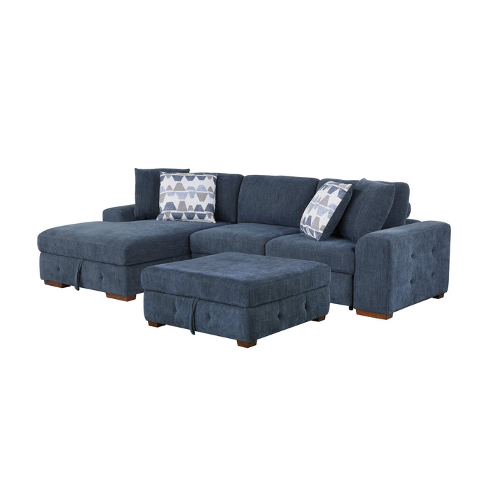 Raife 3-Piece Sectional with Left Chaise and Ottoman in Blue - 9624BU*3LC2R image