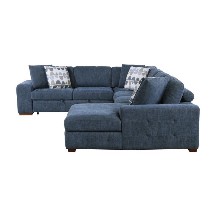 Raife 4-Piece Sectional with Right Chaise in Blue - 9624BU*42LRC