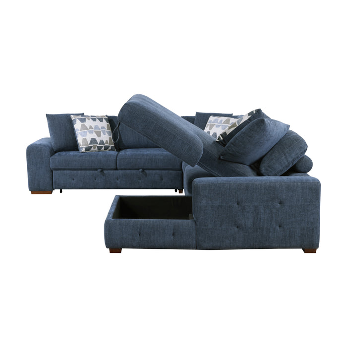 Raife 4-Piece Sectional with Right Chaise in Blue - 9624BU*42LRC