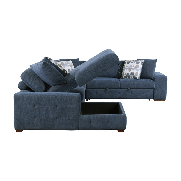 Raife 4-Piece Sectional with Left Chaise in Blue - 9624BU*42RLC