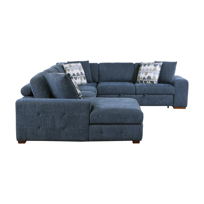 Raife 4-Piece Sectional with Left Chaise in Blue - 9624BU*42RLC