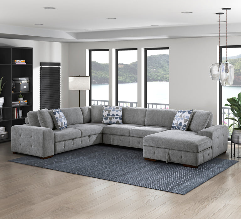 Raife 4-Piece Sectional with Right Chaise in Gray - 9624GY*42LRC