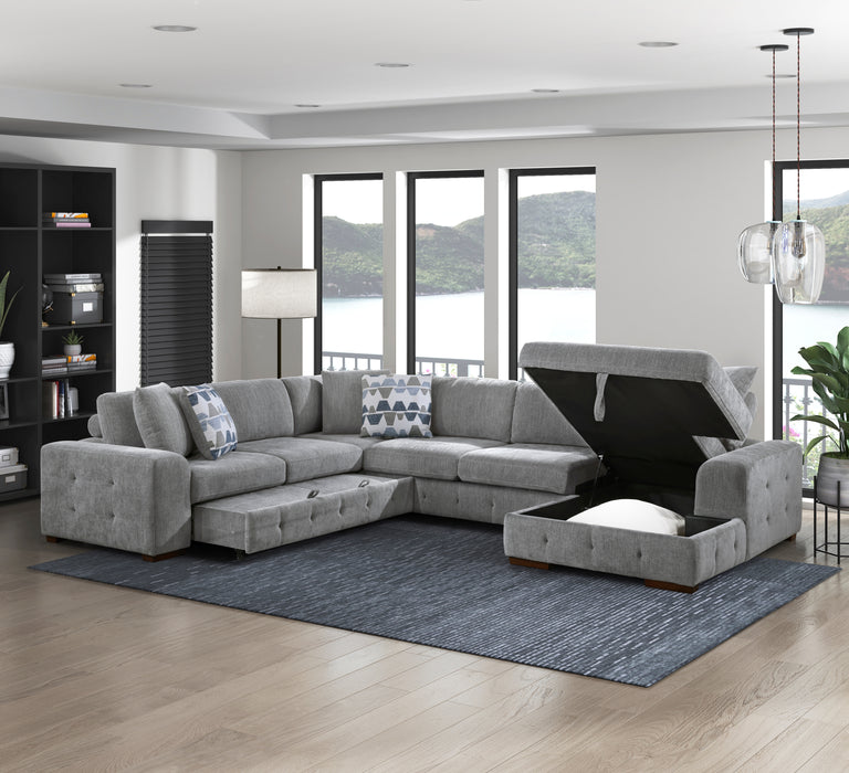 Raife 4-Piece Sectional with Right Chaise in Gray - 9624GY*42LRC