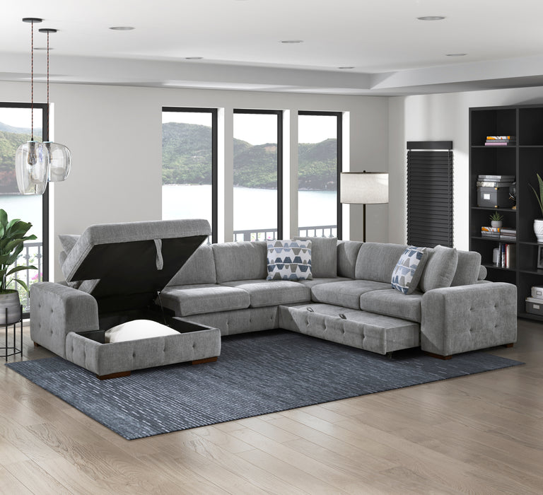 Raife 4-Piece Sectional with Left Chaise in Gray - 9624GY*42RLC