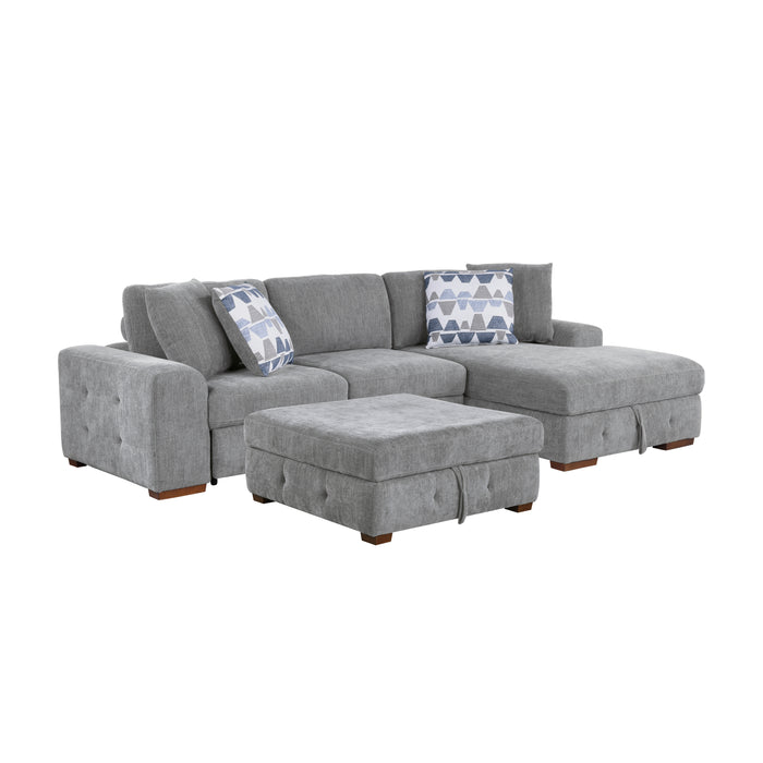 Raife 3-Piece Sectional with Right Chaise and Ottoman in Gray - 9624GY*32LRC image