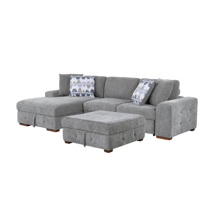 Raife 3-Piece Sectional with Left Chaise and Ottoman in Gray - 9624GY*3LC2R image