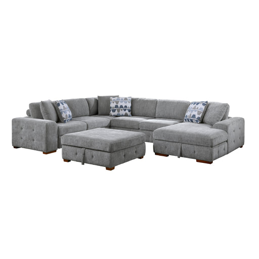 Raife (5)5-Piece Sectional with Right Chaise and Storage Ottoman in Gray - 9624GY*52LRC image