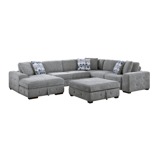 Raife (5)5-Piece Sectional with Left Chaise and Storage Ottoman in Gray - 9624GY*5LC2R image