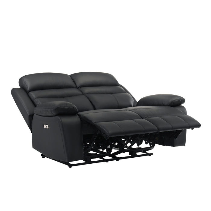 Hancock Power Double Reclining Loveseat in Black - 9628BLK-2PW