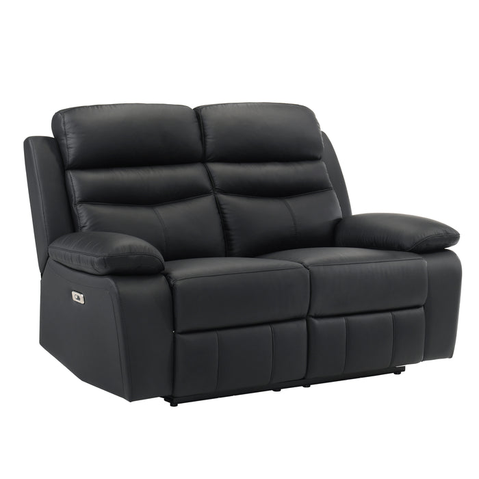 Hancock Power Double Reclining Loveseat in Black - 9628BLK-2PW