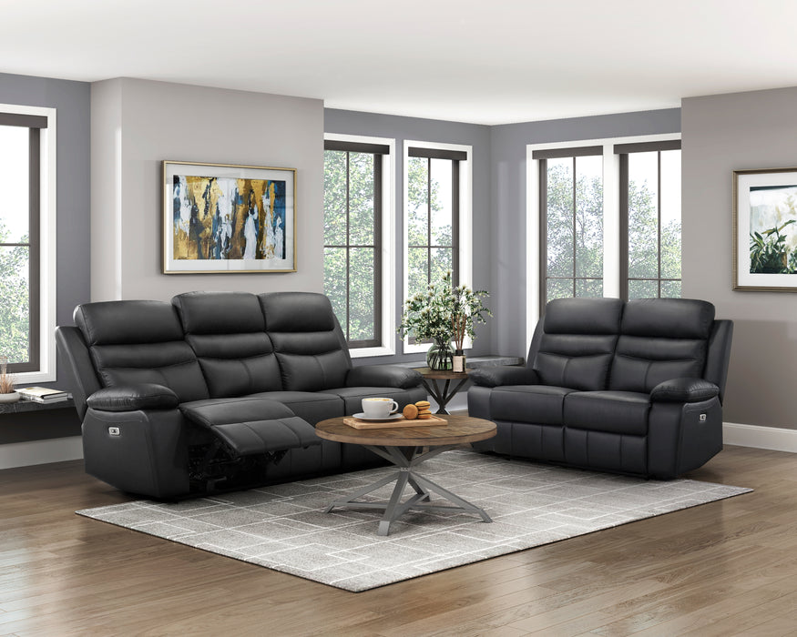 Hancock Power Double Reclining Loveseat in Black - 9628BLK-2PW