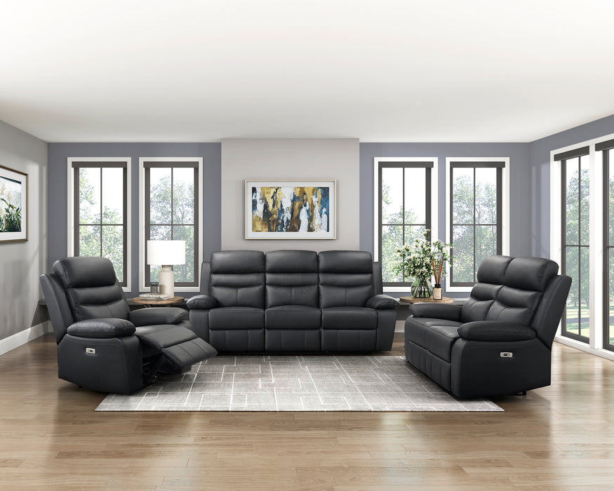 Hancock Power Double Reclining Loveseat in Black - 9628BLK-2PW