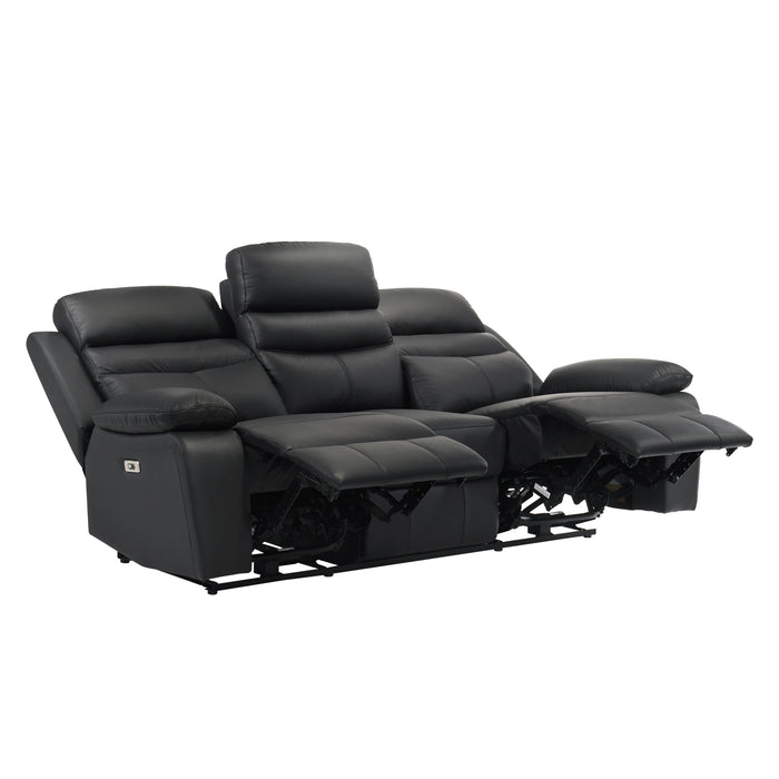 Hancock Power Double Reclining Sofa in Black - 9628BLK-3PW