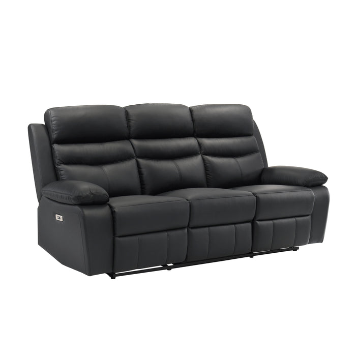 Hancock Power Double Reclining Sofa in Black - 9628BLK-3PW