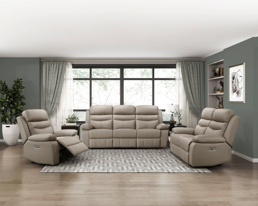 Hancock Power Double Reclining Loveseat in Beige - 9628LTE-2PW