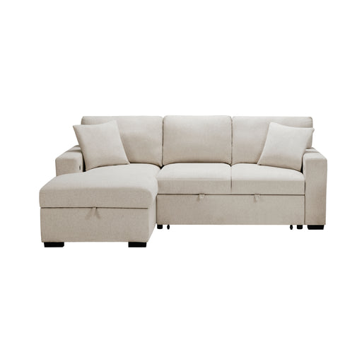 Pompano Sectional with Left Chaise, Pull-out Bed and Hidden Storage, Charging Ports in Beige - 9630BE*2LC2R image