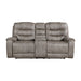 Oberon Double Reclining Loveseat with Center Console in Brown/Gray - 9634GBR-2 image