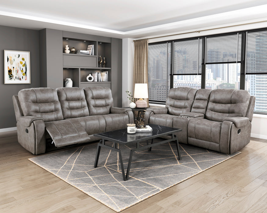 Oberon Double Reclining Sofa in Brown/Gray - 9634GBR-3