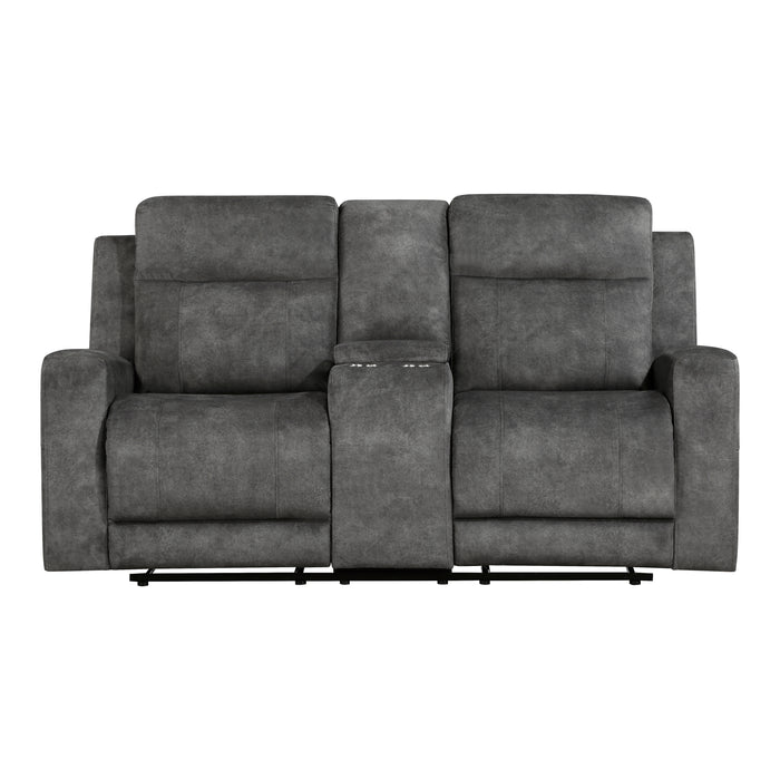 Yates Double Reclining Loveseat with Center Console in Brown/Gray - 9635DG-2 image