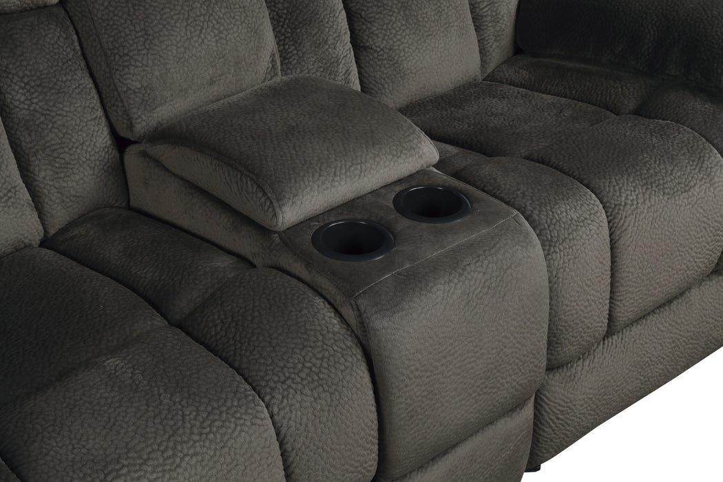 Laurelton Double Glider Reclining Loveseat with Center Console in Brown - 9636-2