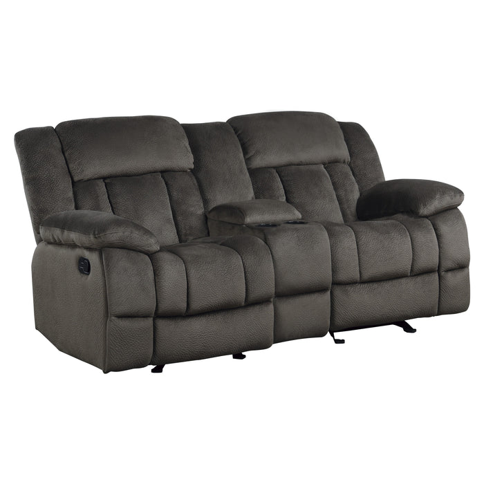 Laurelton Double Glider Reclining Loveseat with Center Console in Brown - 9636-2