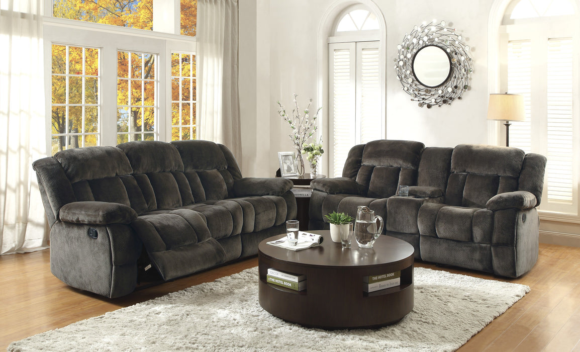 Laurelton Double Glider Reclining Loveseat with Center Console in Brown - 9636-2