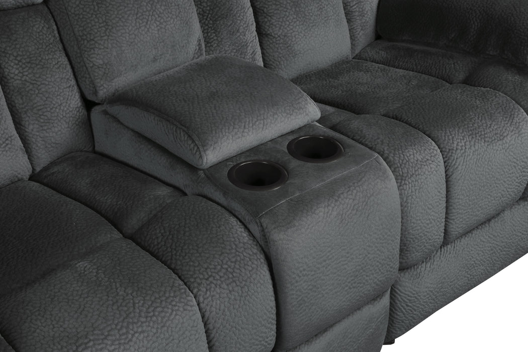 Laurelton Double Glider Reclining Loveseat with Center Console in Gray - 9636CC-2