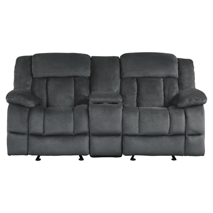 Laurelton Double Glider Reclining Loveseat with Center Console in Gray - 9636CC-2 image