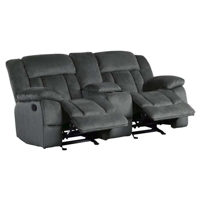 Laurelton Double Glider Reclining Loveseat with Center Console in Gray - 9636CC-2