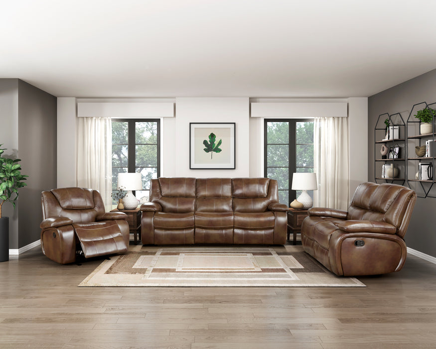 Ellicott Double Reclining Sofa in Brown - 9639BR-3