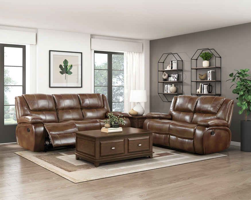 Ellicott Double Reclining Loveseat in Brown - 9639BR-2