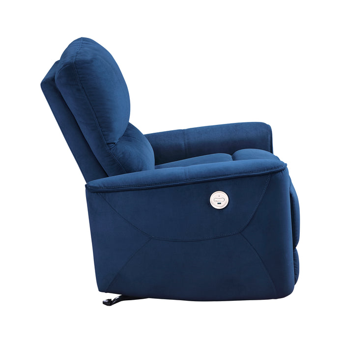 Artem Power Rocker Reclining Chair in Blue - 9645NV-1PW