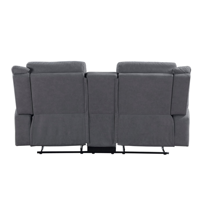 Dean Double Reclining Loveseat with Center Console in Gray - 9646GY-2