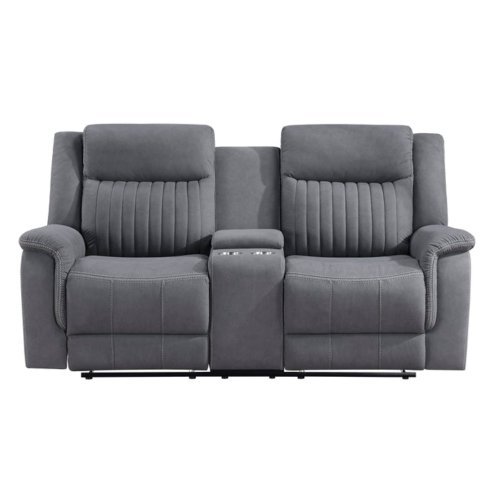 Dean Double Reclining Loveseat with Center Console in Gray - 9646GY-2 image