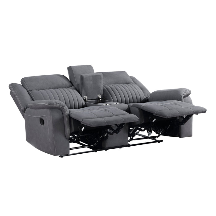 Dean Double Reclining Loveseat with Center Console in Gray - 9646GY-2