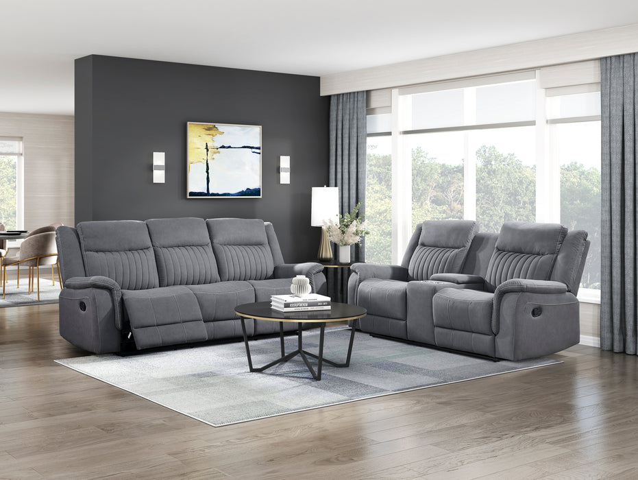 Dean Double Reclining Loveseat with Center Console in Gray - 9646GY-2