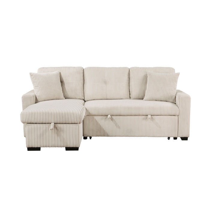 Rhett 3-Piece Reversible Sectional with Pull-out Bed and Hidden Storage in Beige - 9649BE*SC