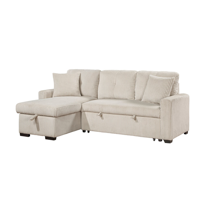 Rhett 3-Piece Reversible Sectional with Pull-out Bed and Hidden Storage in Beige - 9649BE*SC