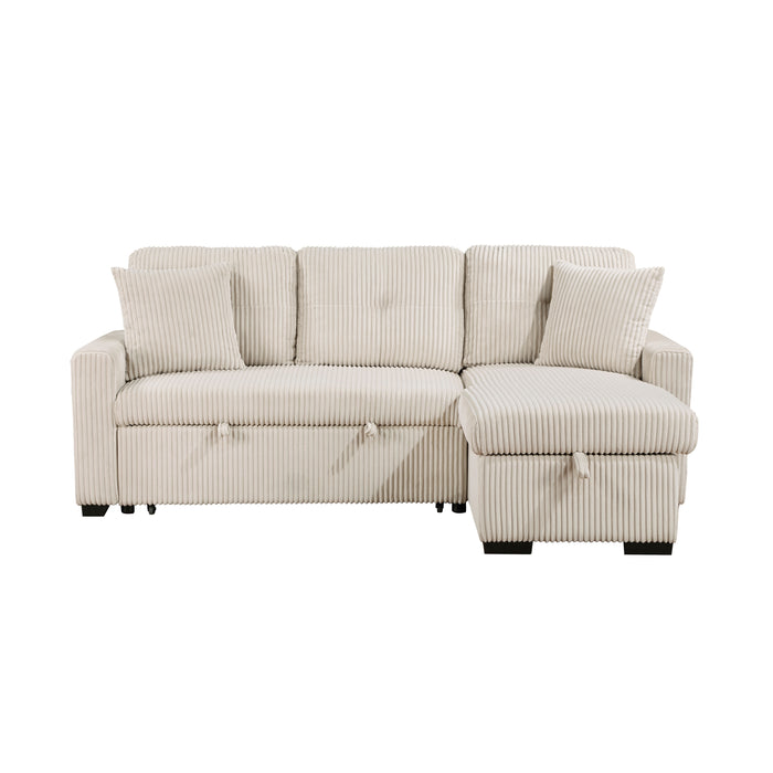 Rhett 3-Piece Reversible Sectional with Pull-out Bed and Hidden Storage in Beige - 9649BE*SC image