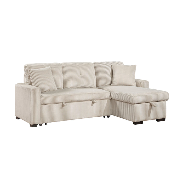 Rhett 3-Piece Reversible Sectional with Pull-out Bed and Hidden Storage in Beige - 9649BE*SC