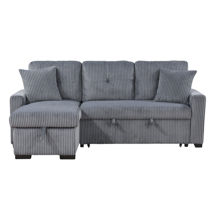 Rhett 3-Piece Reversible Sectional with Pull-out Bed and Hidden Storage in Gray - 9649DG*SC